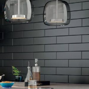 Closeup picture showing a kitchen area with hanging lights